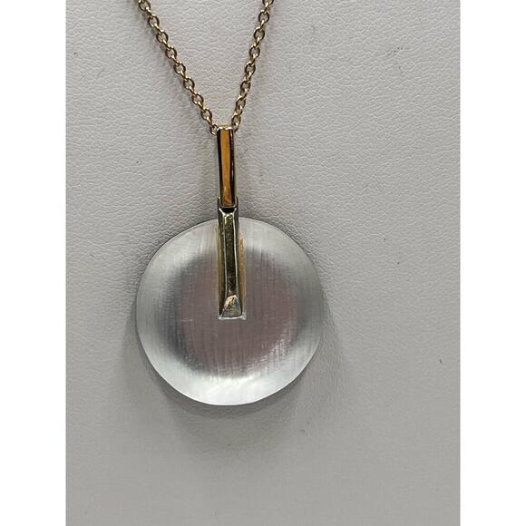 Alexis Bittar Handcrafted White Lucite
Pendent Necklace Gold 
Backing Signed - Picture 5 of 14